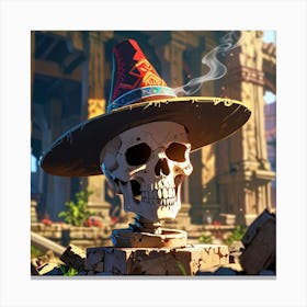 Skeleton In A Hat Canvas Print