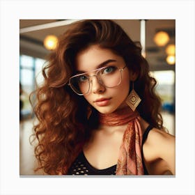 Young Woman In Glasses Canvas Print