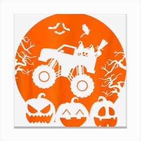 Truck Or Treat Skeleton Monster Truck Moon Candy Halloween Canvas Print