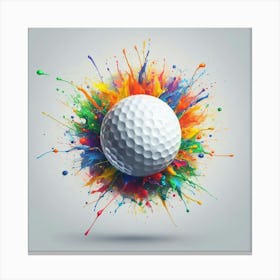 Golf Ball With Paint Splashes Canvas Print