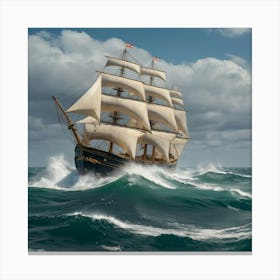 Sailing Ship In Rough Seas 2 Canvas Print