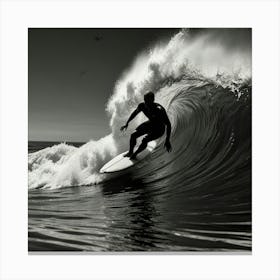 Black And White Surfer Canvas Print