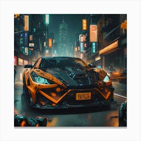 Pumpkin Car (Cyberpunk37) Canvas Print