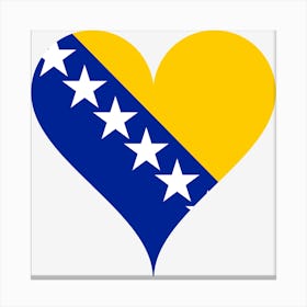 Bosnia Herzegovina Heart Flag Coat Of Arms Stars Canvas Print