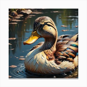 Duck In Water Canvas Print