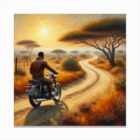 Man On A Motorcycle Canvas Print