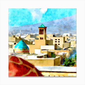Watercolor - Iran City View Canvas Print