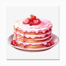 Cake With Strawberries Canvas Print