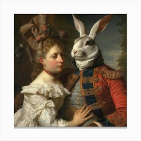 Girl And A Rabbit Canvas Print