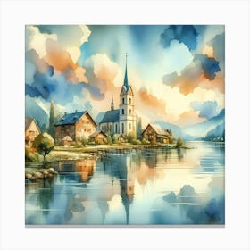 Village By The Lake Canvas Print