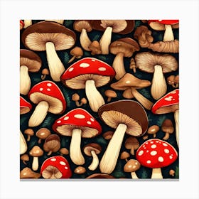 Seamless Pattern With Mushrooms 1 Canvas Print
