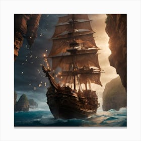 Pirate Ship In The Ocean Canvas Print