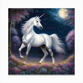 Unicorn At Night Canvas Print