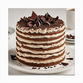 Tiramisu Cake An Elegant Tiramisu Cake With Layers Of Coffee Soaked Sponge Mascarpone Cream And A Du 361374507 Canvas Print