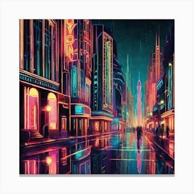 Neon City 5 Canvas Print