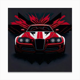 Car Red Artwork Of Graphic Design Flat (153) Canvas Print