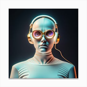 Futuristic Woman With Headphones 5 Canvas Print