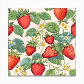 Strawberry Seamless Pattern Canvas Print