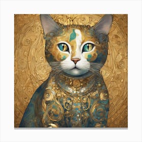 Gustav Klimt Style Cats Collection 5 Canvas Print