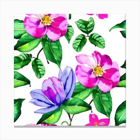 Watercolor Floral Pattern Canvas Print