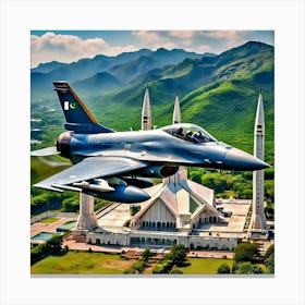 Pakistan Air Force Jet Flying over Islamabad Canvas Print