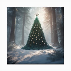 Christmas Tree In The Forest 74 Canvas Print