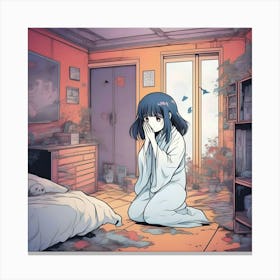 Anime Girl In A Room 2 Canvas Print