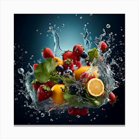 Fruit Splashing Water 1 Canvas Print