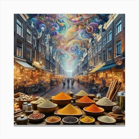 Roaming Amsterdam S Markets, Sampling Exotic Spices And Savoring The Aromas Style Scent Sational Market Realism (2) Canvas Print