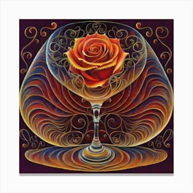 A rose in a glass of water among wavy threads 8 Canvas Print