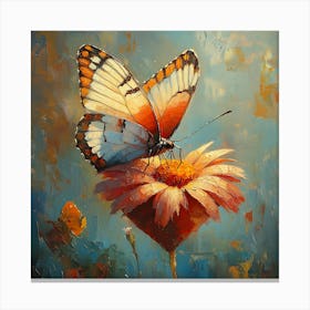 Butterfly Resting on Heart Flower 1 Canvas Print