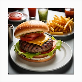 Hamburger And Fries 11 Canvas Print