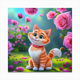 Cat In The Garden Canvas Print