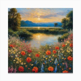 Sunset In The Meadow Canvas Print