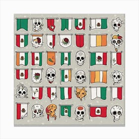 Mexican Flags 15 Canvas Print