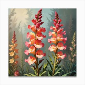 Snapdragon Floral Botanical Vintage Poster Flower Art Print Canvas Print