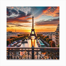 Sunset In Paris Canvas Print