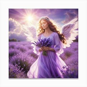 Angel In Lavender Field Canvas Print