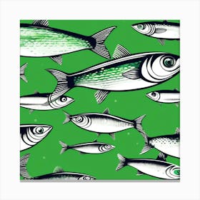 sardines on green print Canvas Print