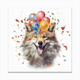 Wolf With Balloons Canvas Print