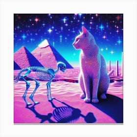 Cat And Skeleton 1 Canvas Print