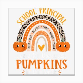 School Principal Rainbow Leopard Halloween Cutest Pumpkins Canvas Print