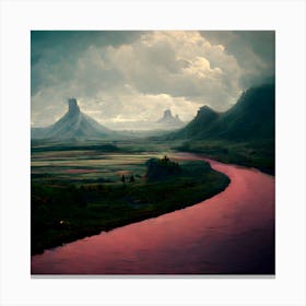 Crimson Cascades Canvas Print