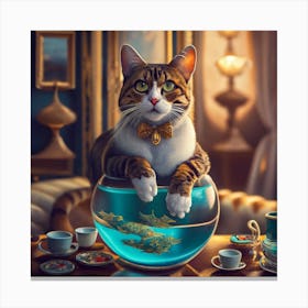Cat In A Bowl 5 Canvas Print