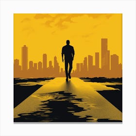 Man Walking Down A Street Canvas Print