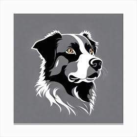 Border Collie, Black and white illustration, Dog drawing, Dog art, Animal illustration, Pet portrait, Realistic dog art Canvas Print