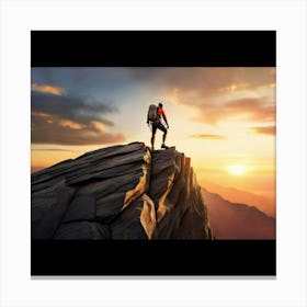 Man On Top Of Mountain 1 Canvas Print