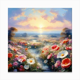 Bloemenzee Dutch For Sea Of Flowers Fields Of Flowers In A Dreamlike State With Swirling 1 Canvas Print