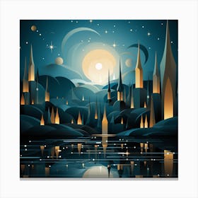 Night City Landscape Canvas Print