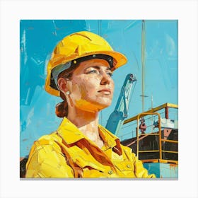 Portrait Of A Female Construction Worker Canvas Print